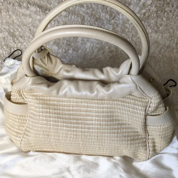 Furla Cream Woven Bag with Gold Accent - Picture 3 of 11